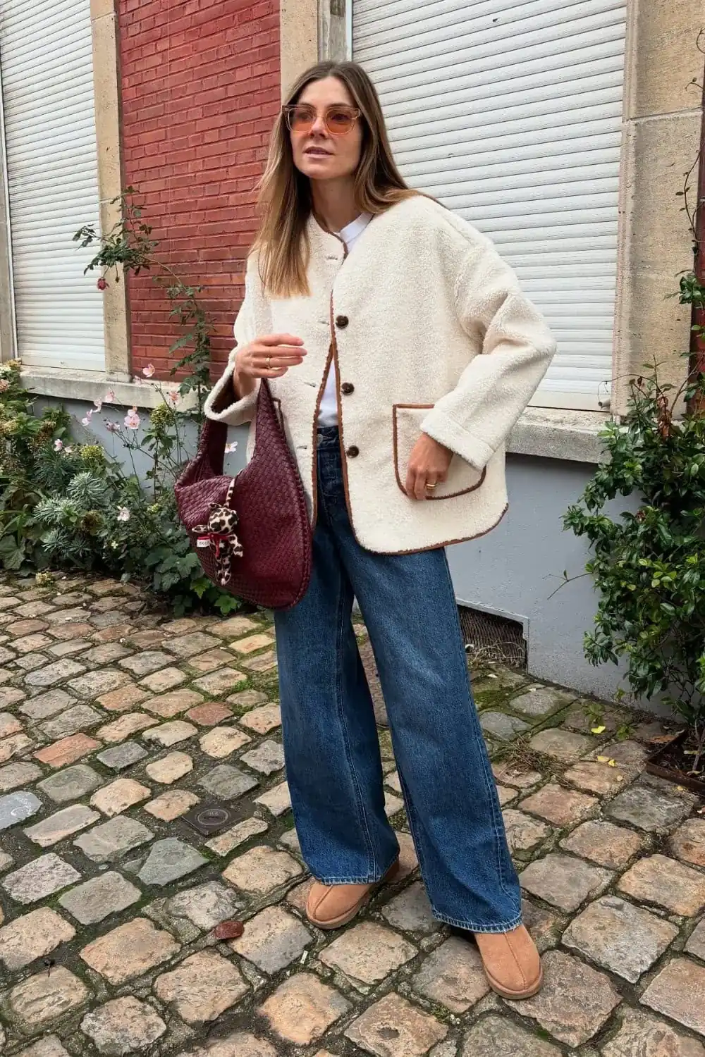 Cozy layers with a sherpa jacket