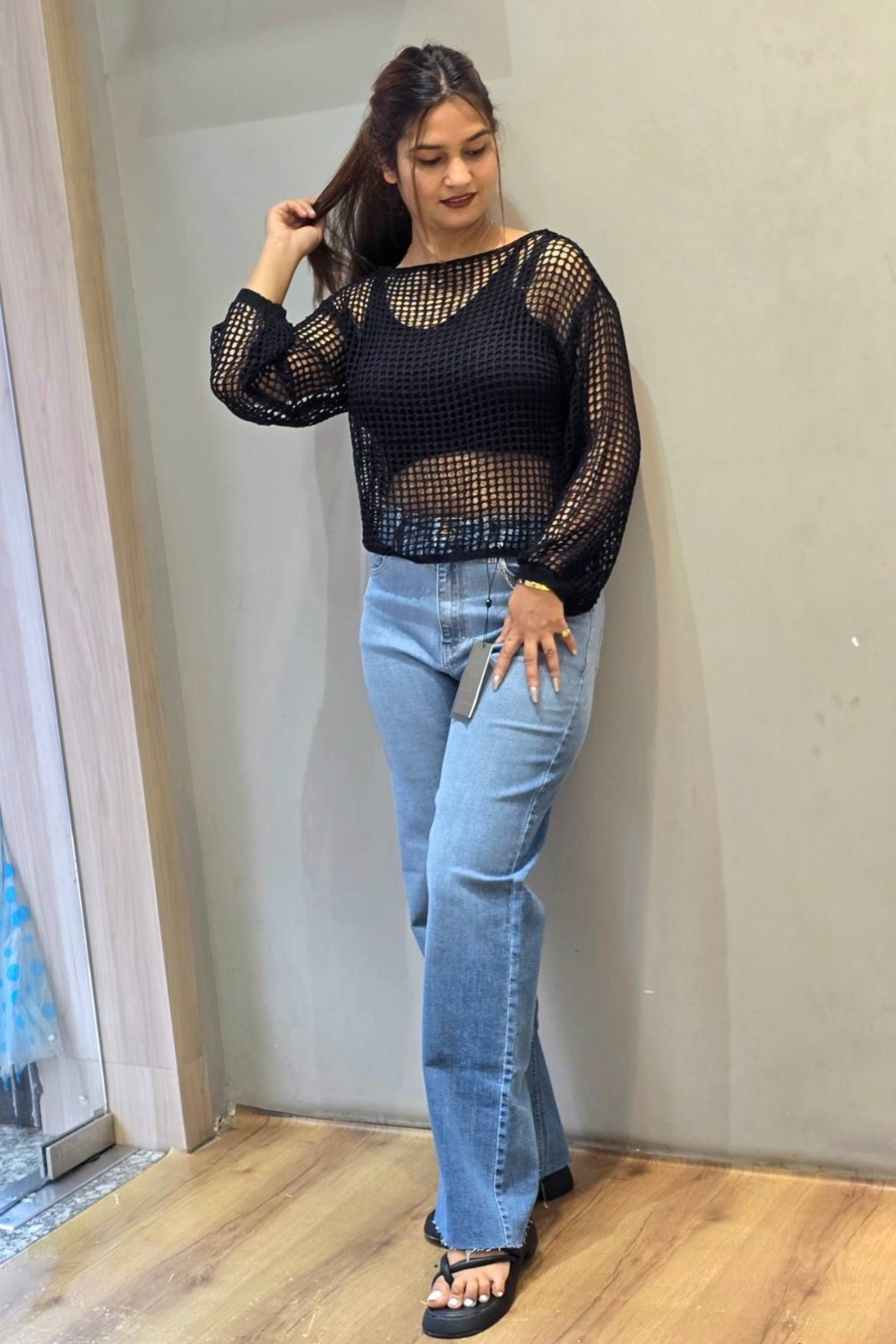 Mesh appeal with sheer top