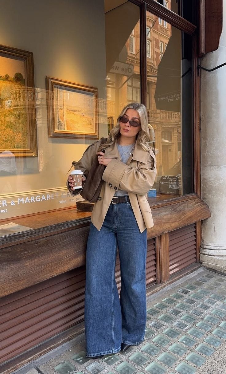 Classic trench with denim twist