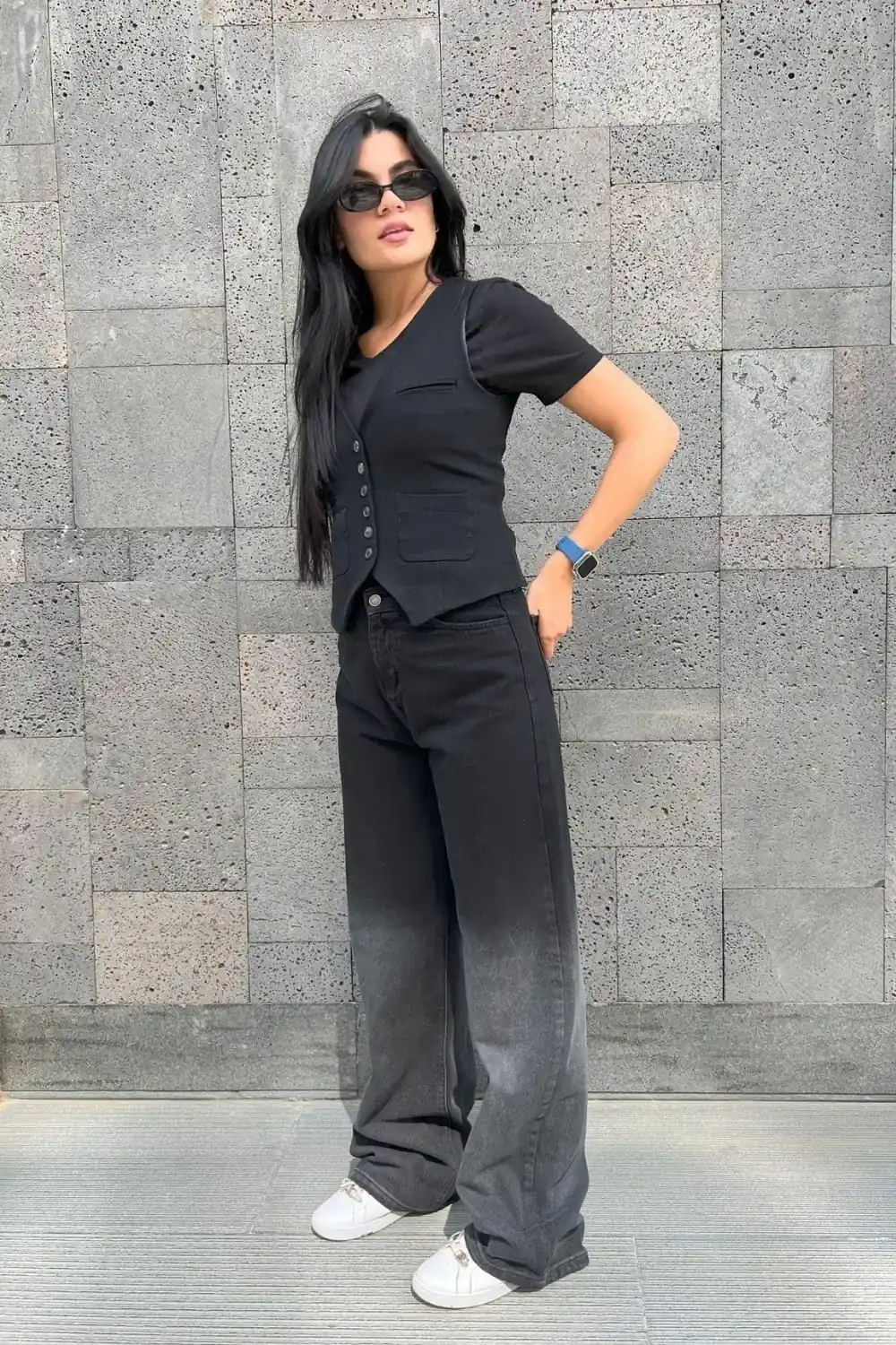 Monochrome magic with vest and jeans