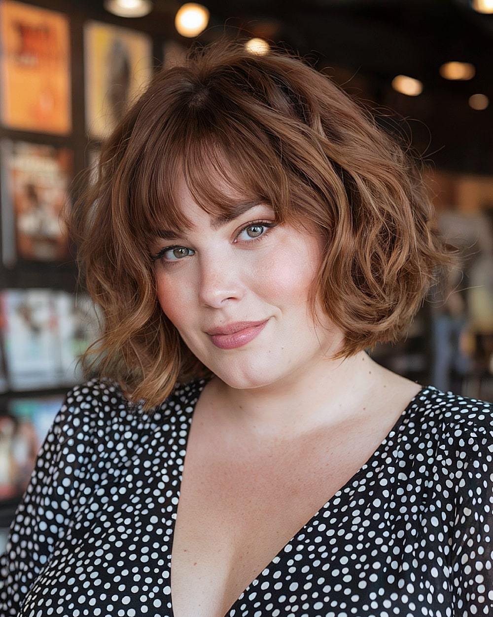 Soft bob with wispy bangs and waves