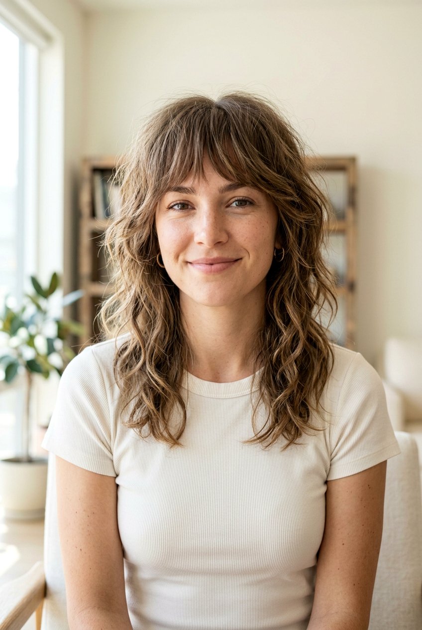 Natural waves with wispy bangs and texture