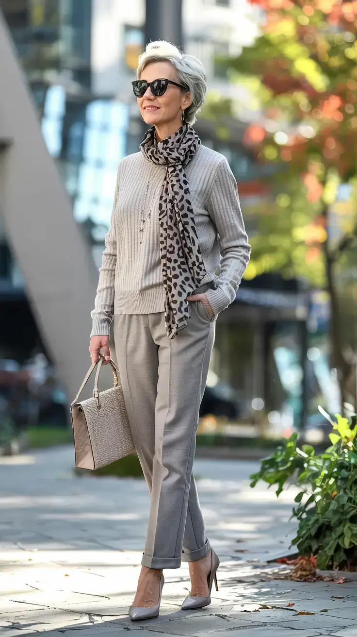 Monochrome outfit with scarf